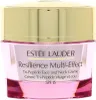 A close-up studio shot of an Estee Lauder Resilience Multi-Effect face and neck cream jar. Produktbild-Vorschau