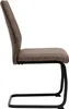Side view of a single modern dining chair with a leather-look seat and backrest, and a black metal cantilever base. Produktbild-Vorschau