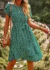Damen Sommer Boho Kurzes Grünes XL Kleid mit Rüsche und Produktbild-Vorschau 4