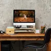 Stojan na monitor Relaxdays, bambus, zásuvka a 5 přihrádek, Náhled obrázku produktu 2