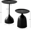 Two black side tables with dimensions indicated by text and lines. Podgląd zdjęcia produktu