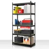 A black metal shelving unit filled with various items like toolboxes, containers, and tires. Anteprima dell’immagine prodotto