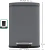 A gray pedal trash can with dimensions and capacity indicated. Anteprima dell’immagine prodotto