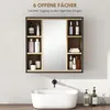 A bathroom cabinet with a mirror and open shelves, mounted above a sink. Produktbild-Vorschau