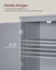 Close-up view of an open gray cabinet showing adjustable shelves. Produktbild-Vorschau