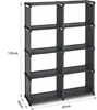 A gray, multi-shelf storage unit is shown against a white background. Dimensions are indicated by lines and text. Produktbild-Vorschau