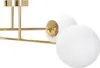 A close-up view of a modern gold and white ceiling lamp with multiple light bulbs. Náhľad obrázku produktu
