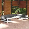 vidaXL 10-tlg. Garten-Lounge-Set mit Kissen Weiß Massivholz Produktbild-Vorschau 2