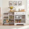 COSTWAY Keukenkast, servieskast op wielen, buffetkast met Productafbeelding-voorbeeld 2
