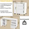 Product specifications and dimensions for a multifunctional desk. Produktbild-Vorschau