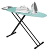 An ironing board with clothes and an iron on it, set against a white background. Produktbild-Vorschau