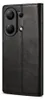 A black leather flip case for a smartphone, shown from the back with the camera module visible. Náhled obrázku produktu