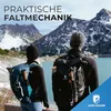 Two people with backpacks are looking at a mountain landscape with a lake. Produktbild-Vorschau