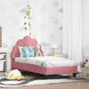 vidaXL Kinderbettgestell mit Kopfteil Rosa 70 x 140 cm Samt Produktbild-Vorschau 2