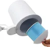 A hand is shown inserting a blue filter into a white nail dust collector. Podgląd zdjęcia produktu