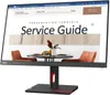 A computer monitor displaying a presentation template titled 'Service Guide'. The template features a modern interior design image with chairs and a table. Podgląd zdjęcia produktu