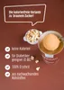 A container of brown sweetener substitute with a scoop of the product, next to a bowl of popcorn. Produktbild-Vorschau