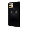 A black flip phone case with a black panther's face and yellow eyes printed on it. Produktbild-Vorschau