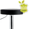 A close-up of a black bar stool with a chrome base, featuring an 'Eco Leather' badge. Náhľad obrázku produktu