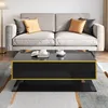 Merax Hochglanzer LED-Couchtisch mit Golddekor, Produktbild-Vorschau 7