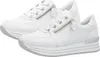 A pair of white women's sneakers with a platform sole and zipper detail, presented against a white background. Voir les images du produit
