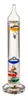 A Galileo thermometer with colored liquid-filled bulbs floating inside a glass cylinder. Produktbild-Vorschau