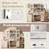 Collage showing a white kitchen pantry cabinet with its features. Podgląd zdjęcia produktu