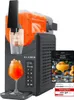 A slush machine is shown with a glass of slushy drink in front of it, and a tablet displaying recipes next to it. Produktbild-Vorschau
