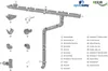 An exploded diagram showing the components of a rain gutter system, with numbered parts and a legend. Produktbild-Vorschau