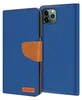 A blue flip case wallet for an iPhone 11 Pro Max is shown open, revealing the phone inside. Produktbild-Vorschau