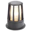 A dark gray outdoor light fixture with a fluted glass shade. Voir les images du produit
