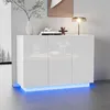 MODFU Buffet Blanc Brillant avec Éclairage LED - Meuble de Voir les images du produit 1