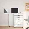 vidaXL Rollschrank mit Schreibtisch MOSS Weiß Massivholz Produktbild-Vorschau 3