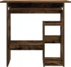A dark brown wooden desk with shelves on a white background. Podgląd zdjęcia produktu