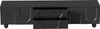 A black TV stand with drawers and doors. Voir les images du produit