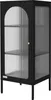 A black metal display cabinet with glass doors and shelves. Náhľad obrázku produktu