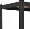 A close-up view of the corner of a black metal shelving unit with a wooden shelf. Podgląd zdjęcia produktu