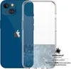 A blue iPhone 13 is shown next to a transparent phone case with antibacterial properties. Anteprima dell’immagine prodotto