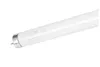 A close-up, angled shot of a white fluorescent light tube with silver connectors on a white background. Produktbild-Vorschau