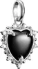 A close-up studio shot of a heart-shaped pendant with black enamel and surrounding clear stones. Anteprima dell’immagine prodotto