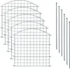 A set of five arched garden fence elements and seven stakes on a white background. Produktbild-Vorschau