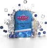 A product shot of a tin of blueberry ice flavored toothpicks, surrounded by water splashes, ice cubes, and blueberries. Náhľad obrázku produktu