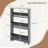 COSTWAY Vozík do výklenku, šírka 13 cm, 4 poschodia, úzky Náhľad obrázku produktu 3