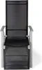 A black and gray outdoor chair with white armrests and legs, shown from the front. Náhľad obrázku produktu
