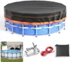 Poolabdeckung Rund 376 cm Wasserdicht Oxford mit Kordelzug Produktbild-Vorschau 1