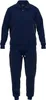 A navy blue tracksuit consisting of a jacket and pants, displayed on a white background. Produktbild-Vorschau