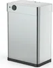 A silver automatic kitchen trash can with a black base and lid. Produktbild-Vorschau