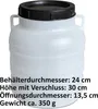 plasteo® 10 litri barile a collo largo naturale con Anteprima dell’immagine prodotto 2