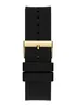 A close-up shot of a black watch strap with a gold buckle. Podgląd zdjęcia produktu