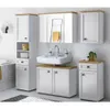 A clean and organized bathroom vanity set with a sink, cabinets, and a tall storage unit. Náhled obrázku produktu